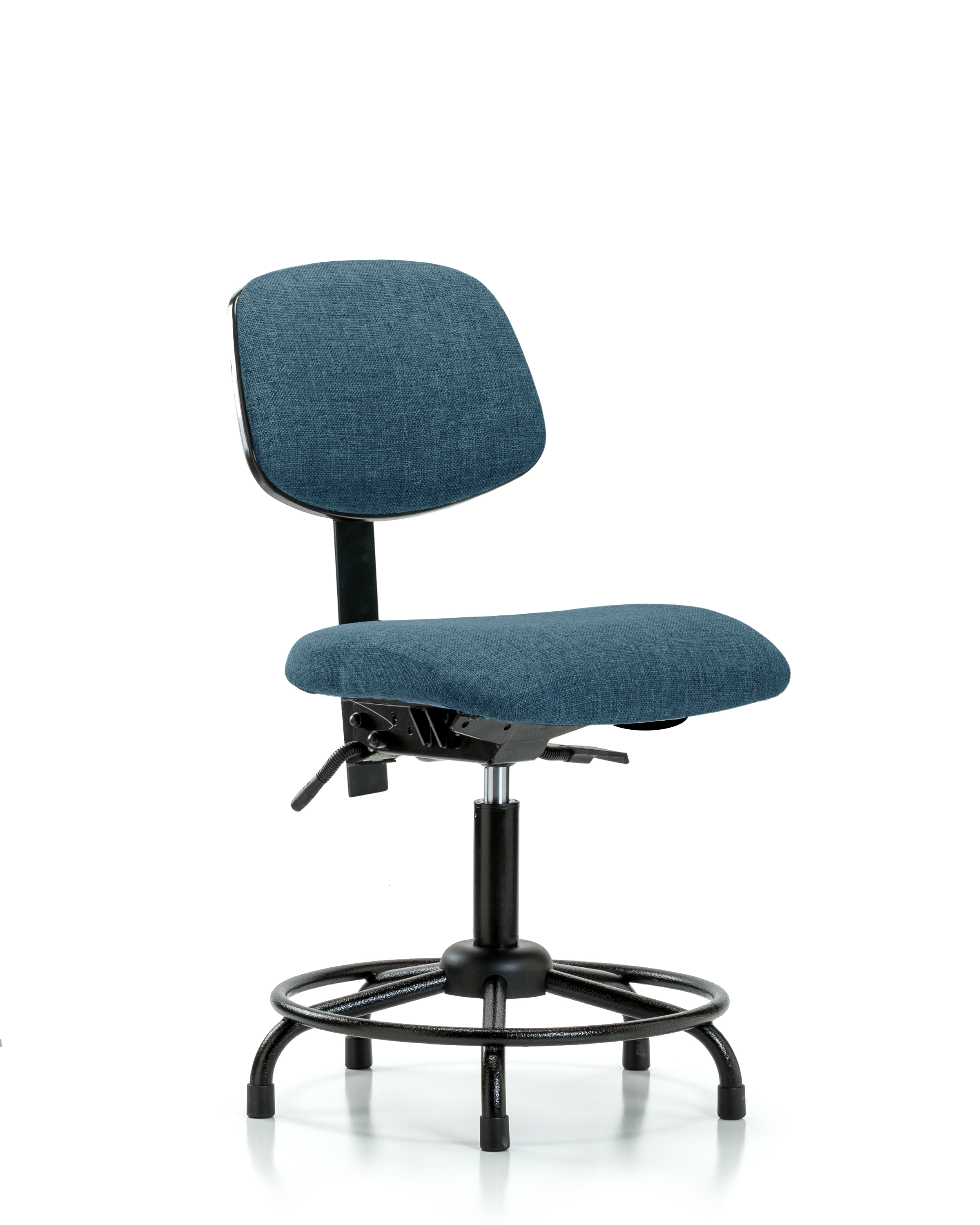 Rutledge Fabric Chair - Desk Height with Round Tube Base & Stationary Glides in Blue Fabric