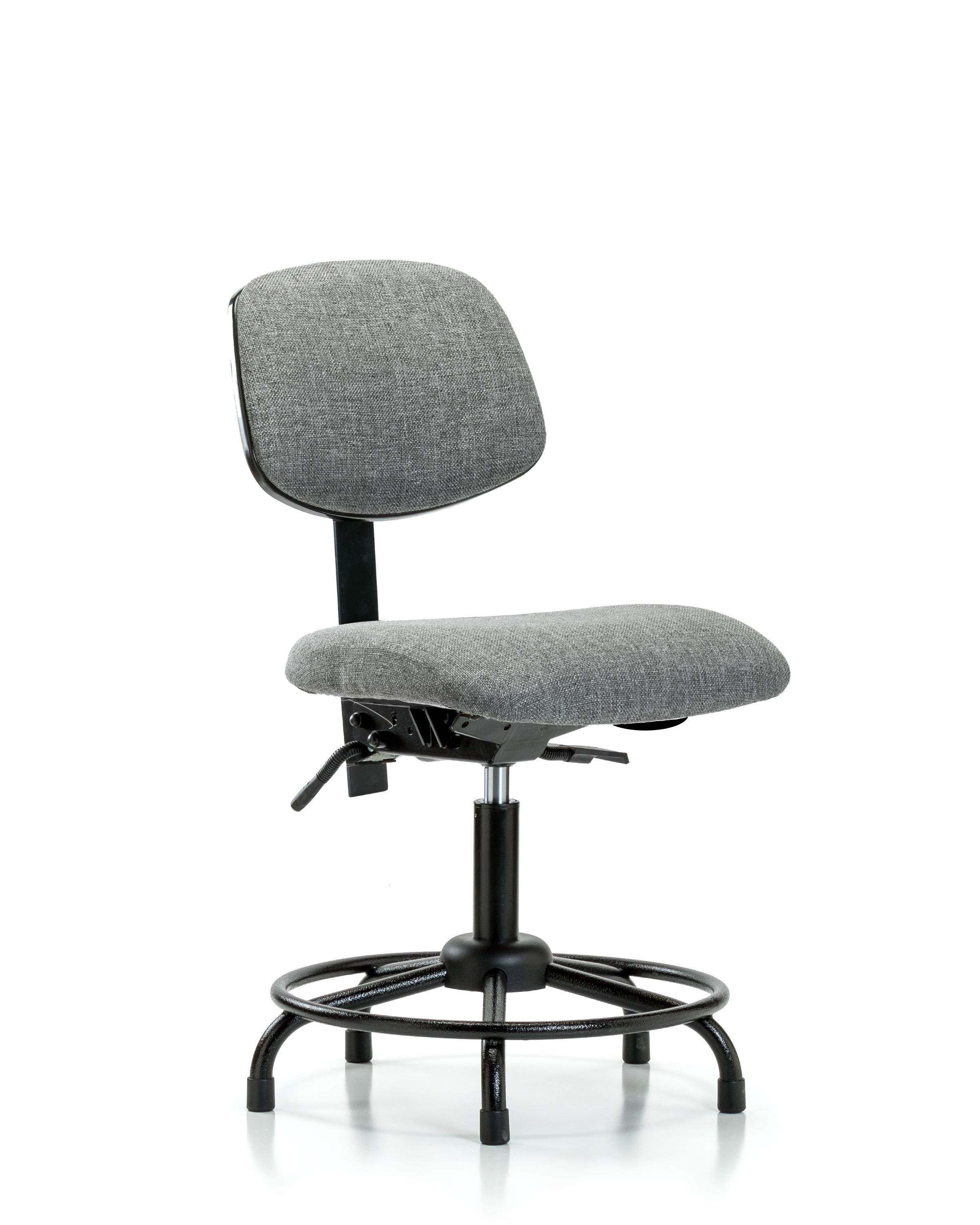 Rutledge Fabric Chair - Desk Height with Round Tube Base & Stationary Glides in Gray Fabric