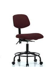 Rutledge Fabric Chair - Desk Height with Round Tube Base, Seat Tilt, & Casters in Burgundy Fabric