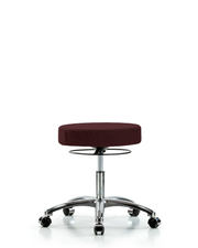 Rutledge Fabric Stool without Back Chrome - Desk Height with Casters in Burgundy Fabric