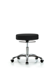 Rutledge Fabric Stool without Back Chrome - Desk Height with Casters in Black Fabric