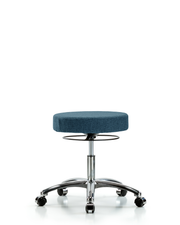 Rutledge Fabric Stool without Back Chrome - Desk Height with Casters in Blue Fabric