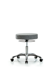 Rutledge Fabric Stool without Back Chrome - Desk Height with Casters in Gray Fabric