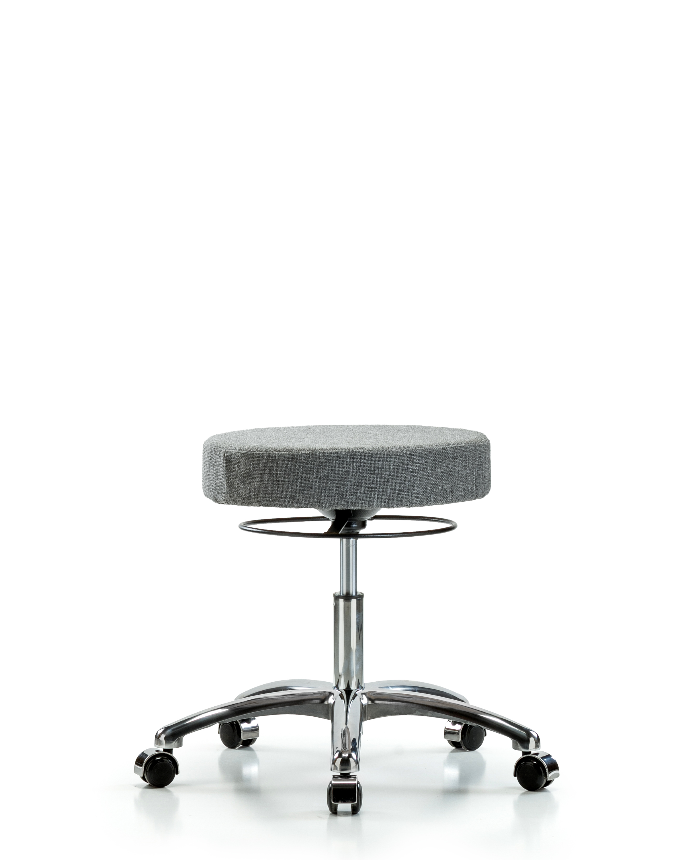 Rutledge Fabric Stool without Back Chrome - Desk Height with Casters in Gray Fabric