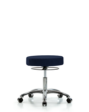 Rutledge Fabric Stool without Back Chrome - Desk Height with Casters in Navy Fabric