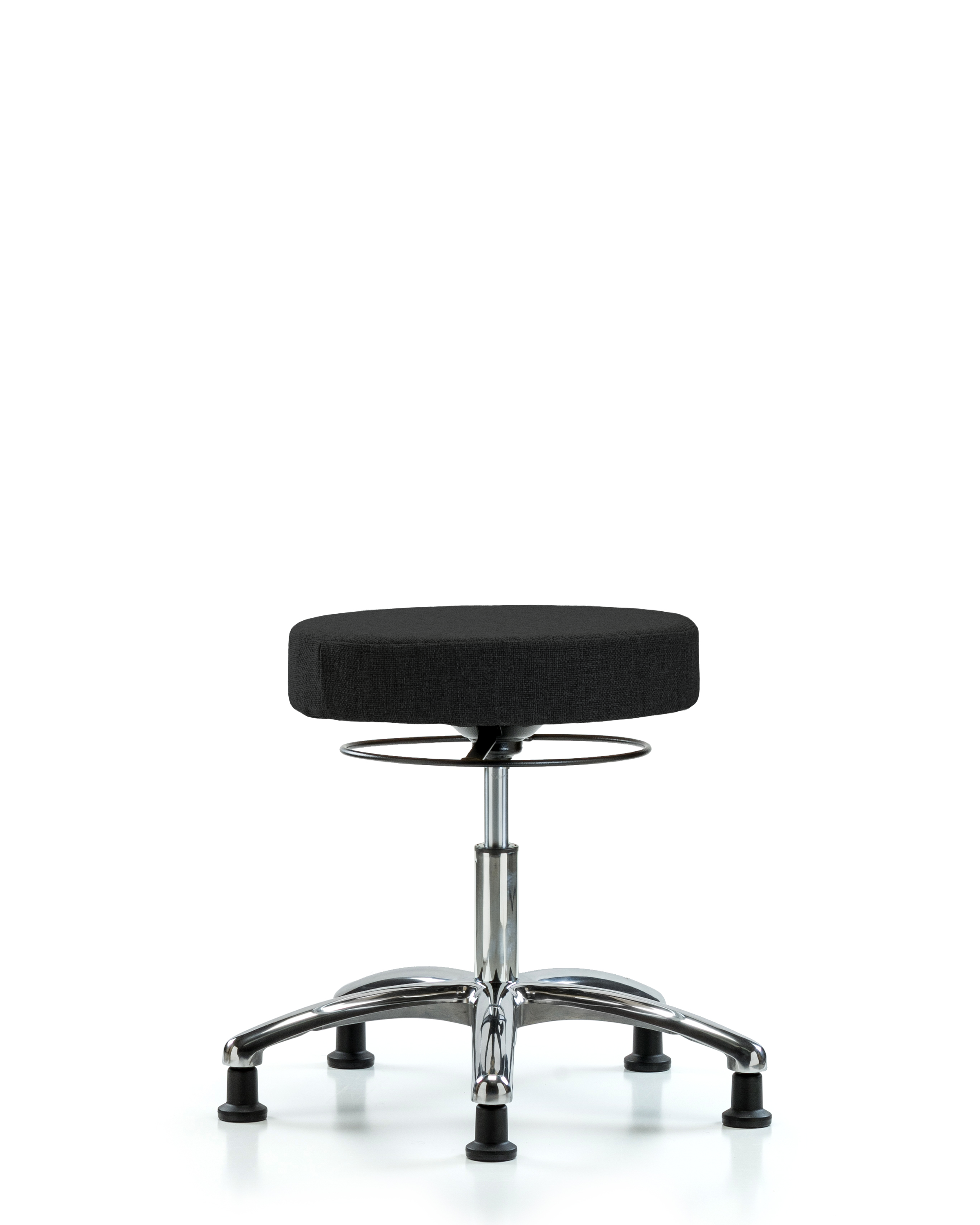 Rutledge Fabric Stool without Back Chrome - Desk Height with Stationary Glides in Black Fabric