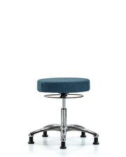 Rutledge Fabric Stool without Back Chrome - Desk Height with Stationary Glides in Blue Fabric