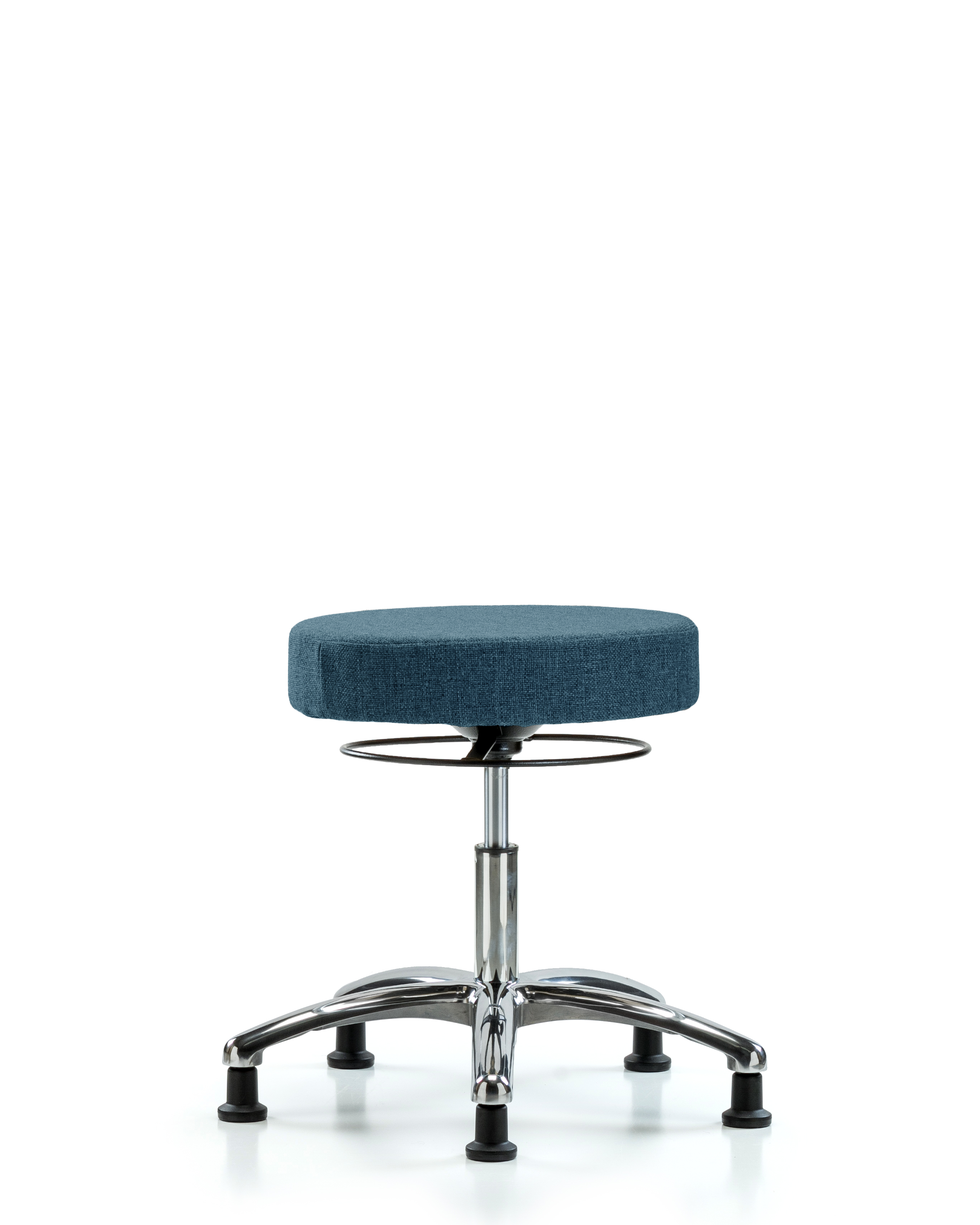 Rutledge Fabric Stool without Back Chrome - Desk Height with Stationary Glides in Blue Fabric