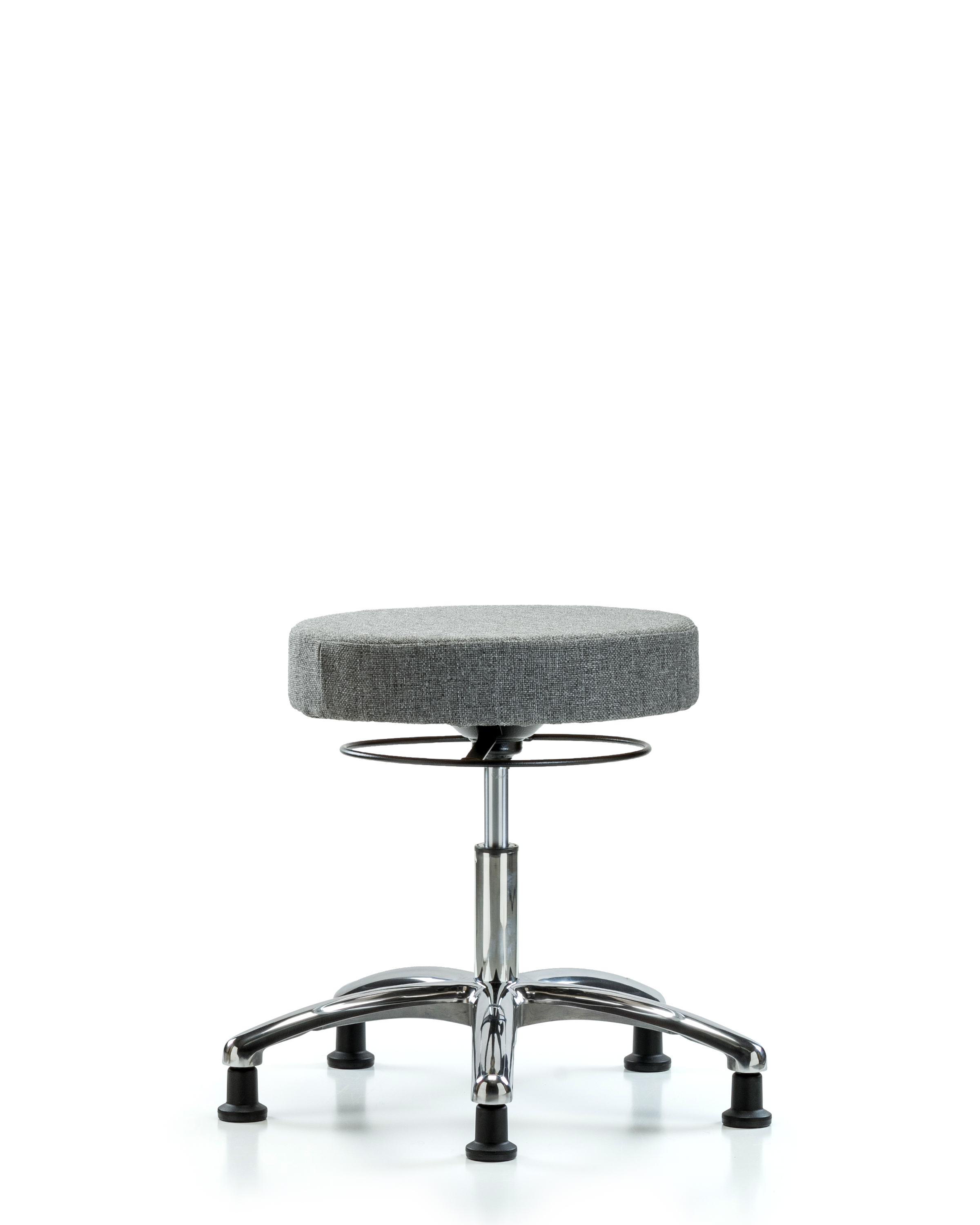 Rutledge Fabric Stool without Back Chrome - Desk Height with Stationary Glides in Gray Fabric