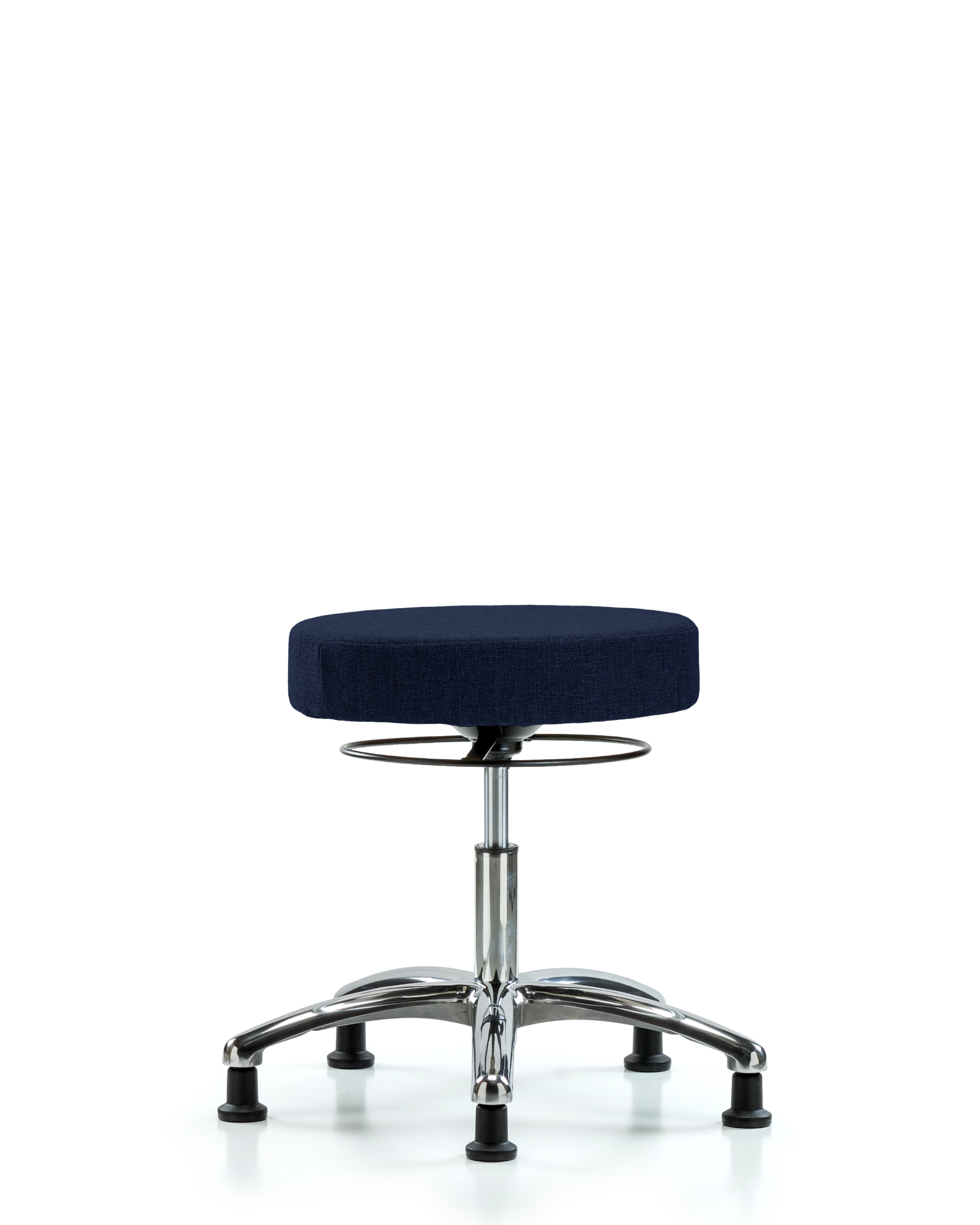 Rutledge Fabric Stool without Back Chrome - Desk Height with Stationary Glides in Navy Fabric