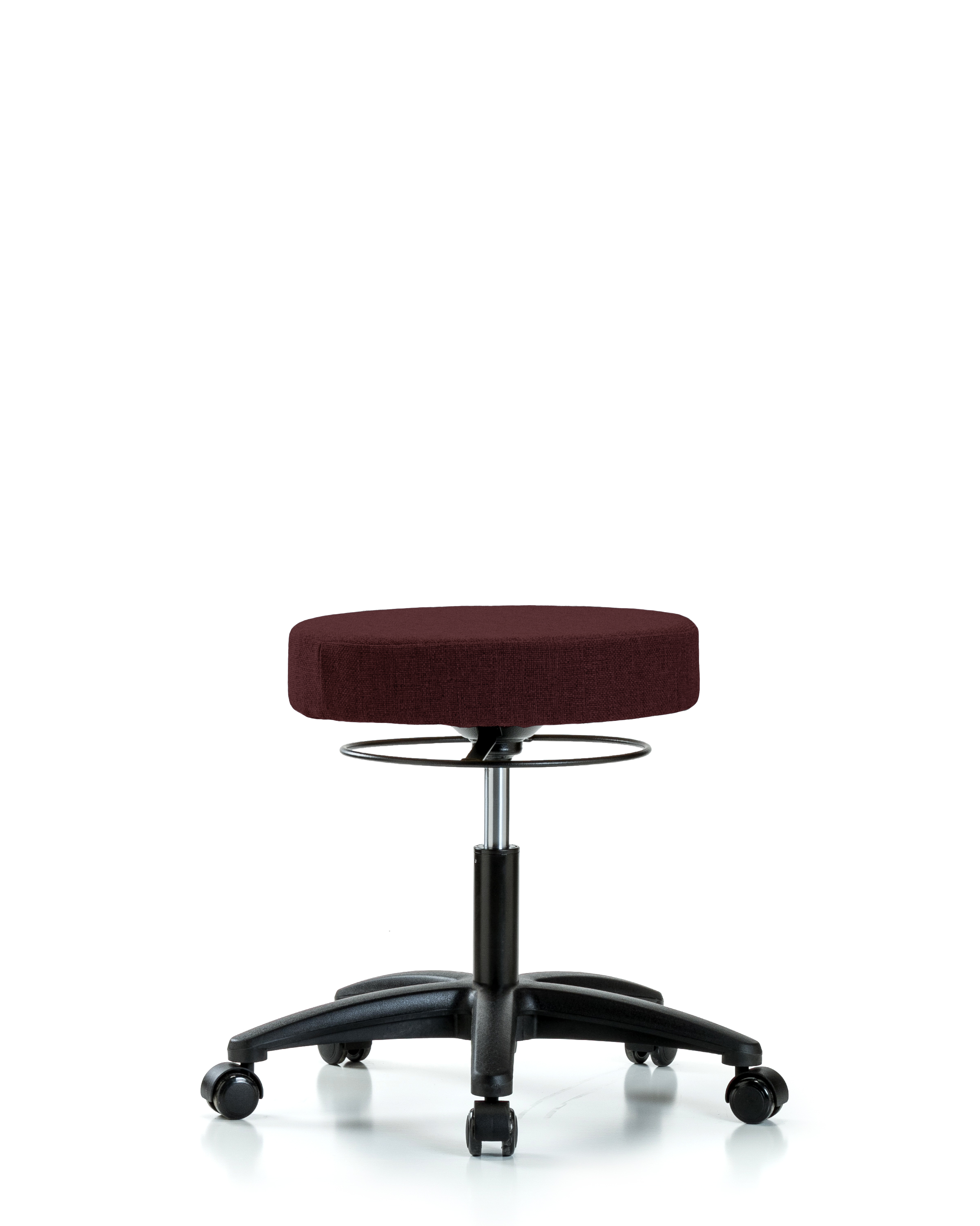 Rutledge Fabric Stool without Back - Desk Height with Casters in Burgundy Fabric