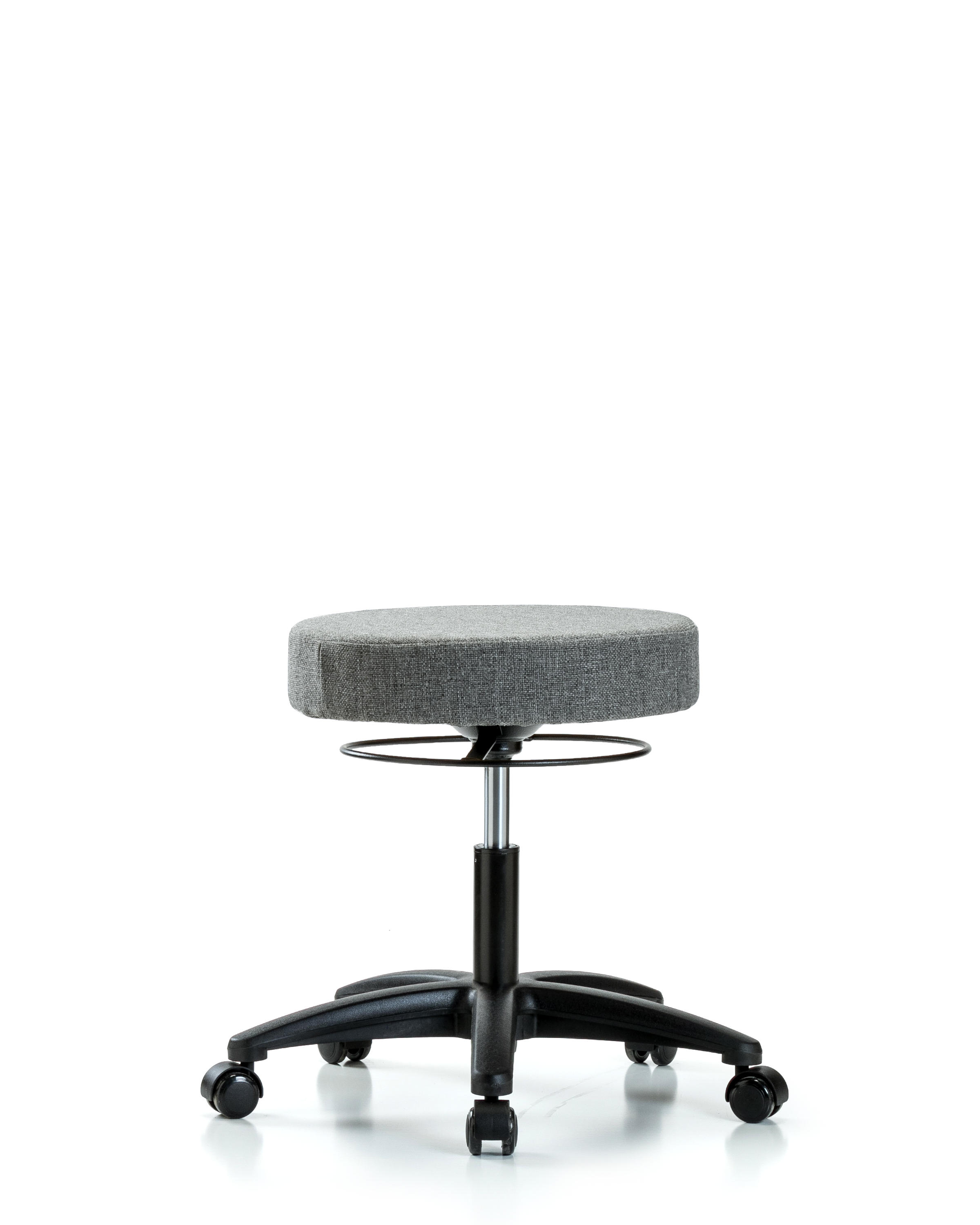 Rutledge Fabric Stool without Back - Desk Height with Casters in Gray Fabric