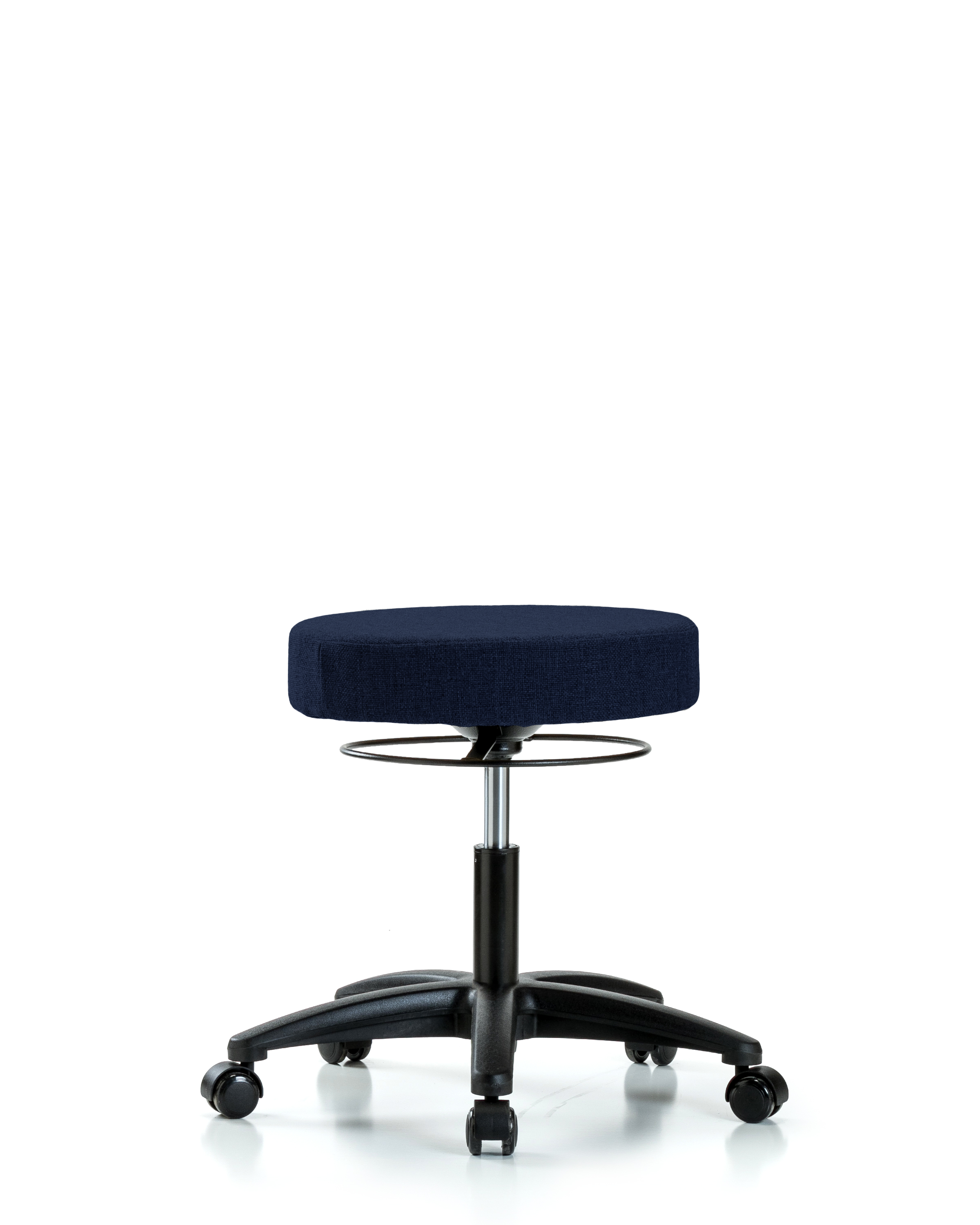 Rutledge Fabric Stool without Back - Desk Height with Casters in Navy Fabric