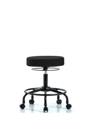 Rutledge Fabric Stool without Back - Desk Height with Round Tube Base & Casters in Black Fabric