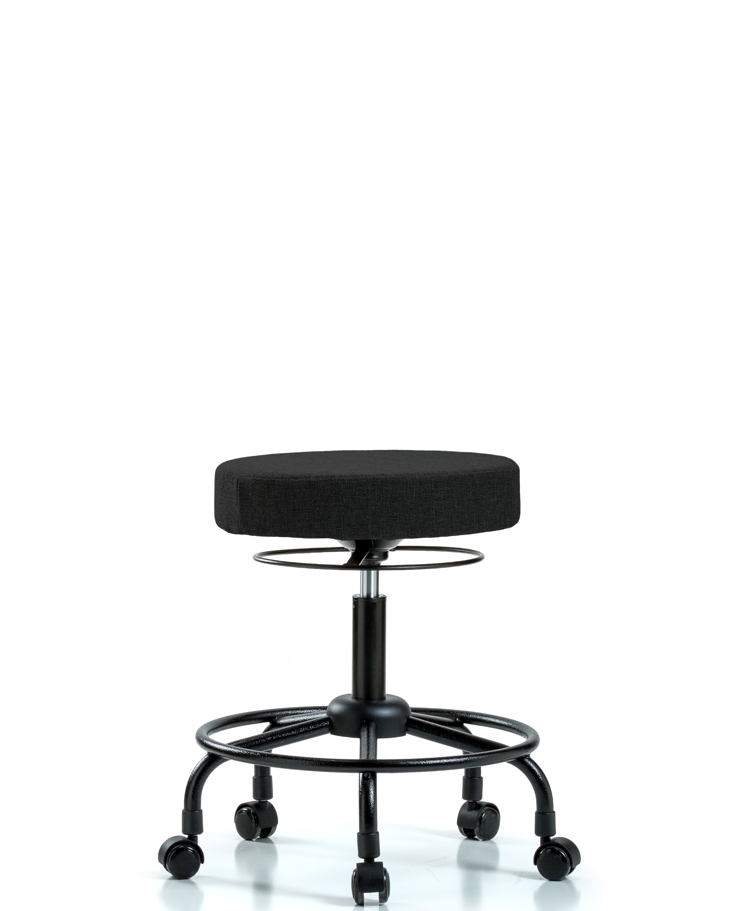 Rutledge Fabric Stool without Back - Desk Height with Round Tube Base & Casters in Black Fabric