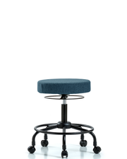 Rutledge Fabric Stool without Back - Desk Height with Round Tube Base & Casters in Blue Fabric