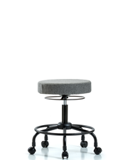 Rutledge Fabric Stool without Back - Desk Height with Round Tube Base & Casters in Gray Fabric