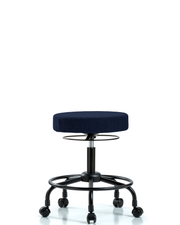 Rutledge Fabric Stool without Back - Desk Height with Round Tube Base & Casters in Navy Fabric