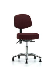 Rutledge Fabric Stool with Back Chrome - Desk Height with Stationary Glides in Burgundy Fabric