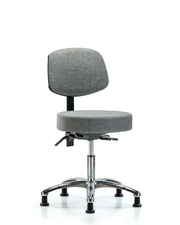 Rutledge Fabric Stool with Back Chrome - Desk Height with Stationary Glides in Gray Fabric