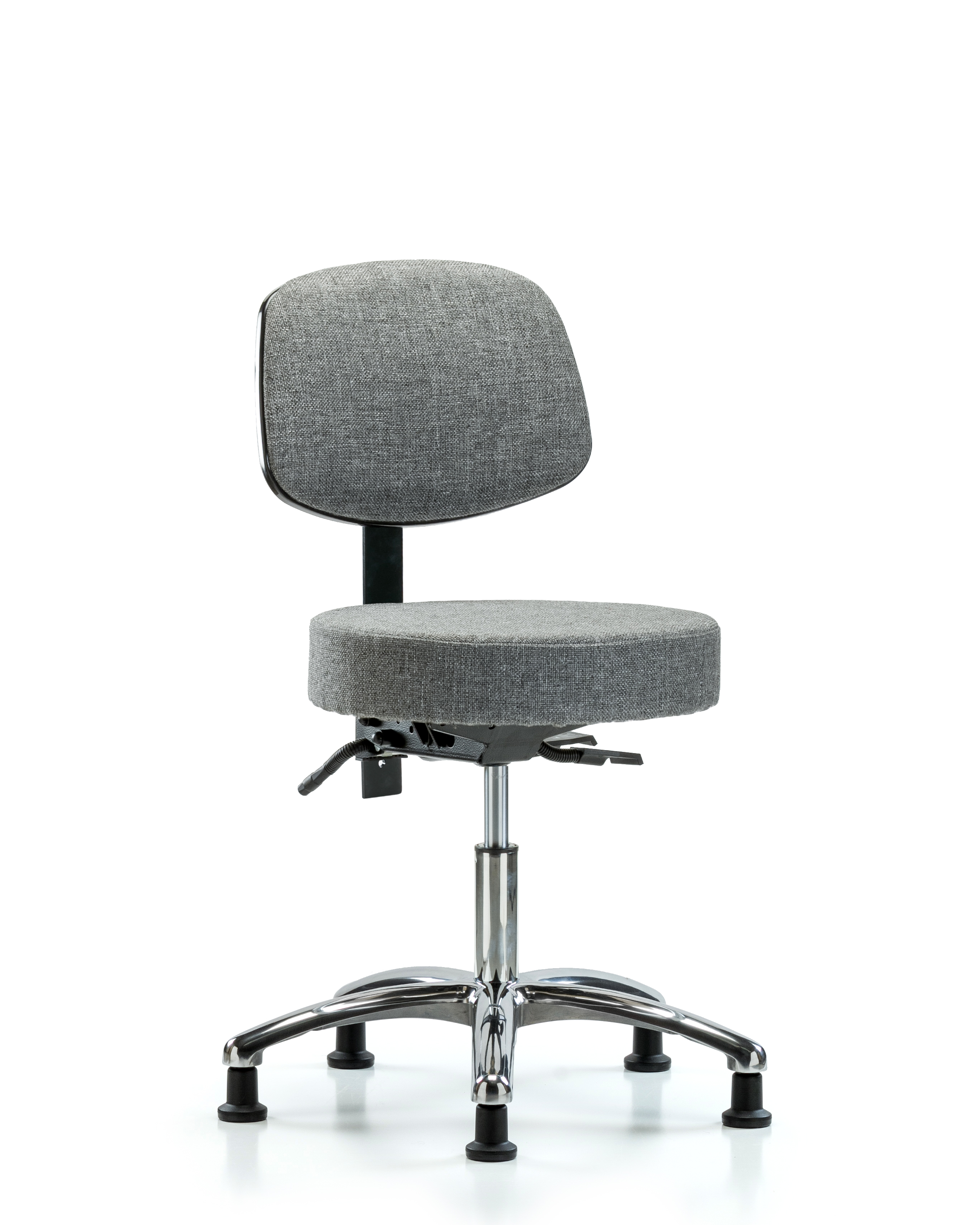 Rutledge Fabric Stool with Back Chrome - Desk Height with Stationary Glides in Gray Fabric