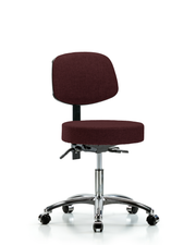 Rutledge Fabric Stool with Back Chrome - Desk Height with Seat Tilt & Casters in Burgundy Fabric