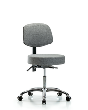 Rutledge Fabric Stool with Back Chrome - Desk Height with Seat Tilt & Casters in Gray Fabric