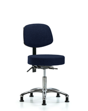 Rutledge Fabric Stool with Back Chrome - Desk Height with Seat Tilt & Stationary Glides in Navy Fabric