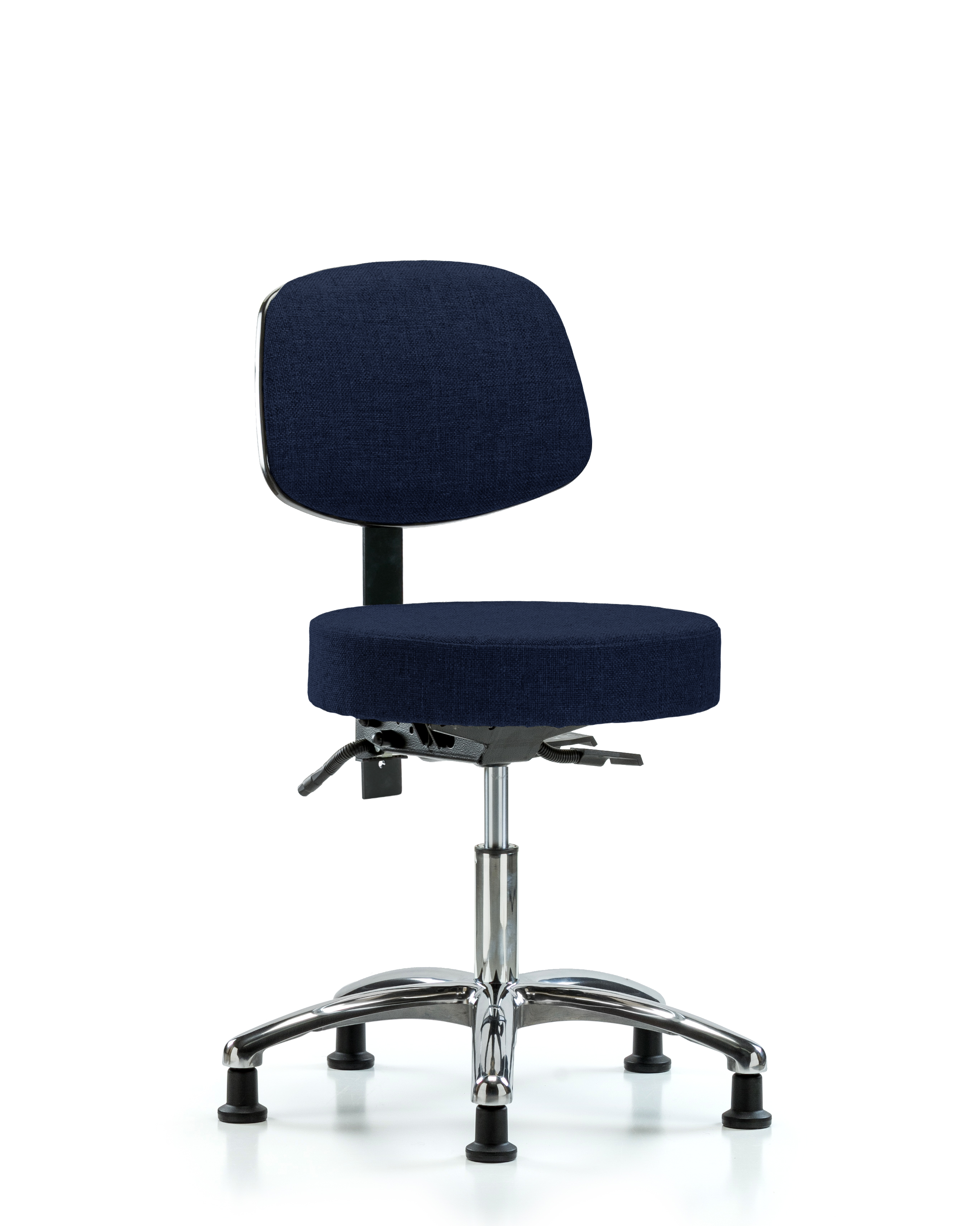 Rutledge Fabric Stool with Back Chrome - Desk Height with Seat Tilt & Stationary Glides in Navy Fabric