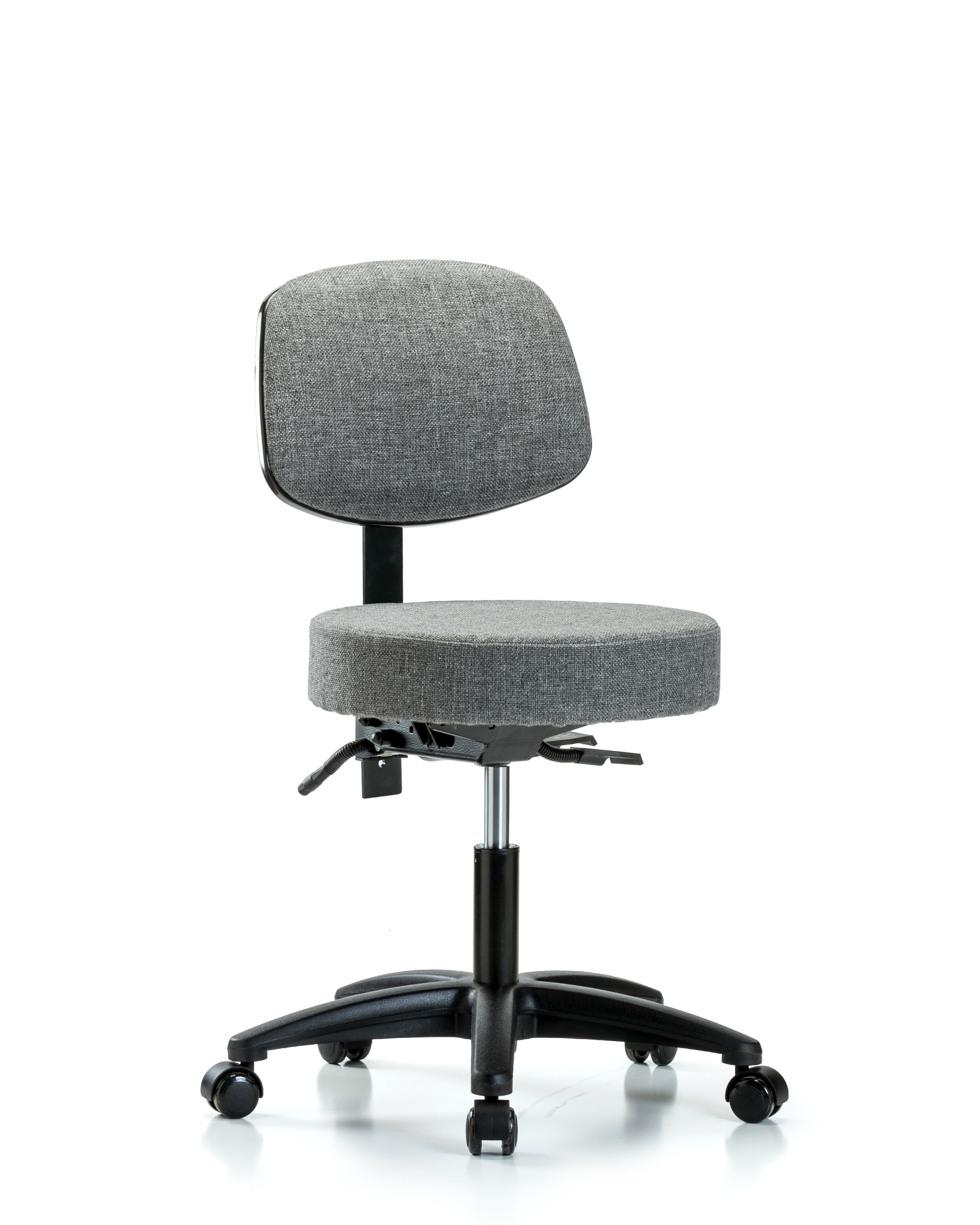 Rutledge Fabric Stool with Back - Desk Height with Casters in Gray Fabric