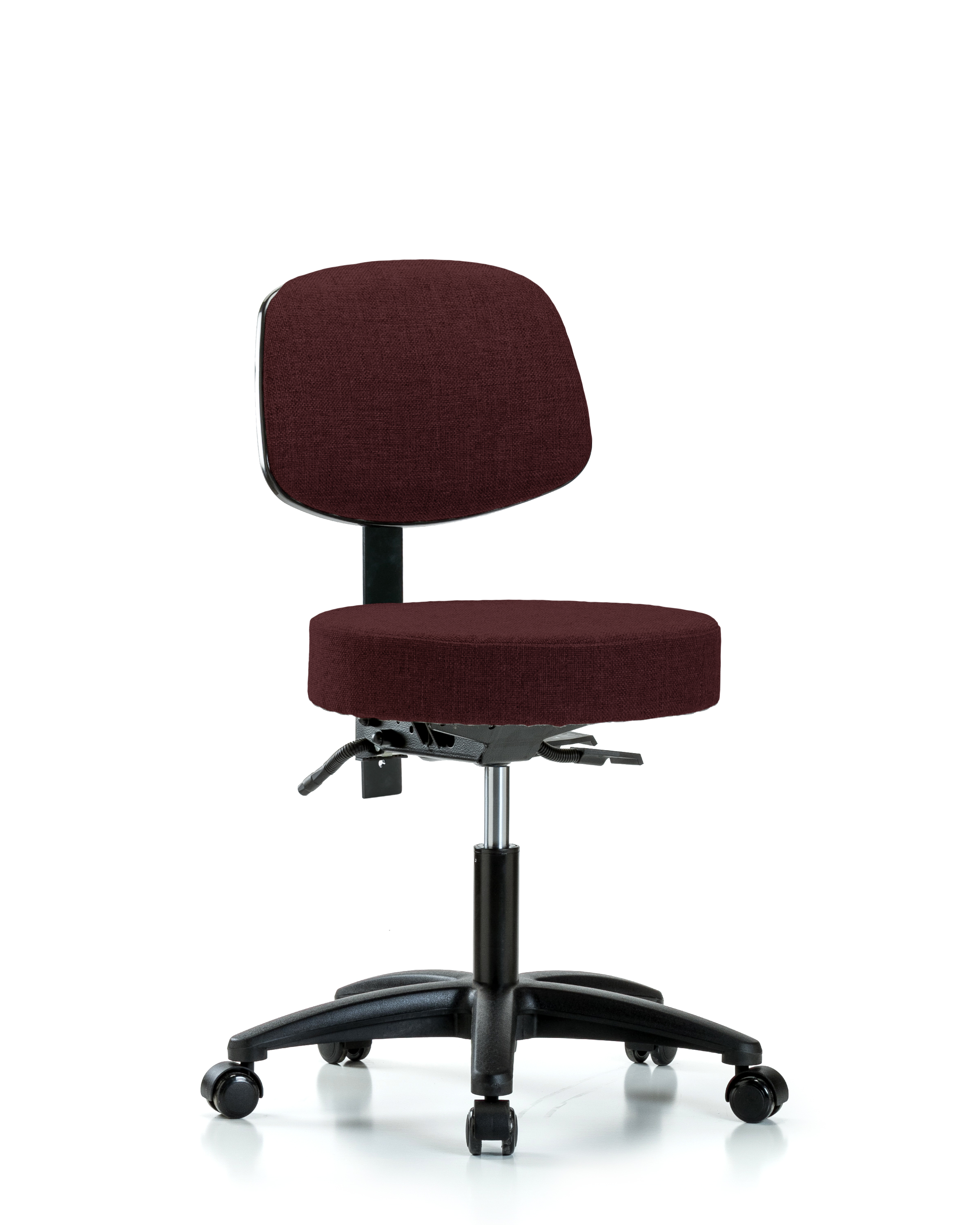 Rutledge Fabric Stool with Back - Desk Height with Seat Tilt & Casters in Burgundy Fabric