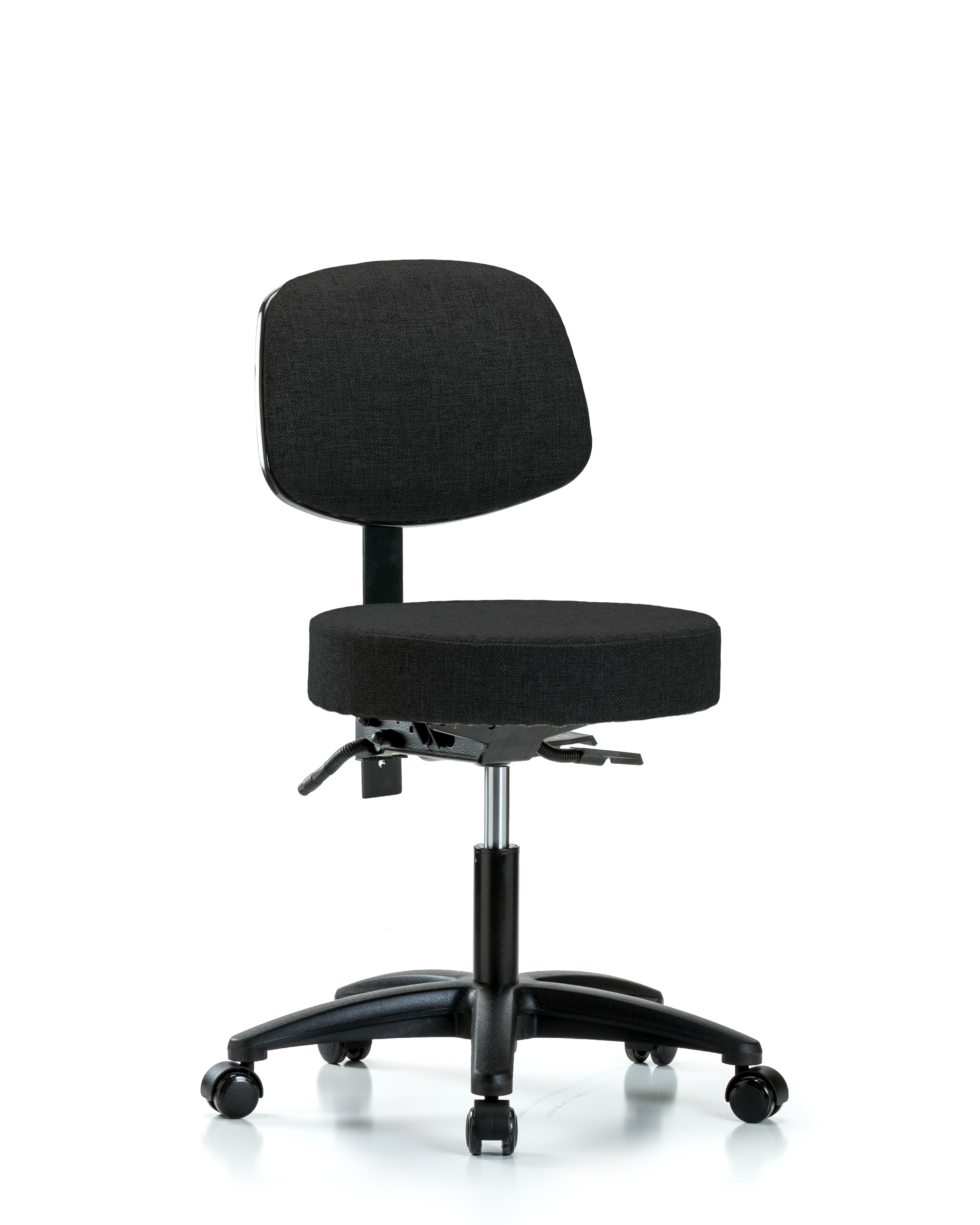 Rutledge Fabric Stool with Back - Desk Height with Seat Tilt & Casters in Black Fabric