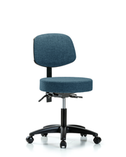 Rutledge Fabric Stool with Back - Desk Height with Seat Tilt & Casters in Blue Fabric