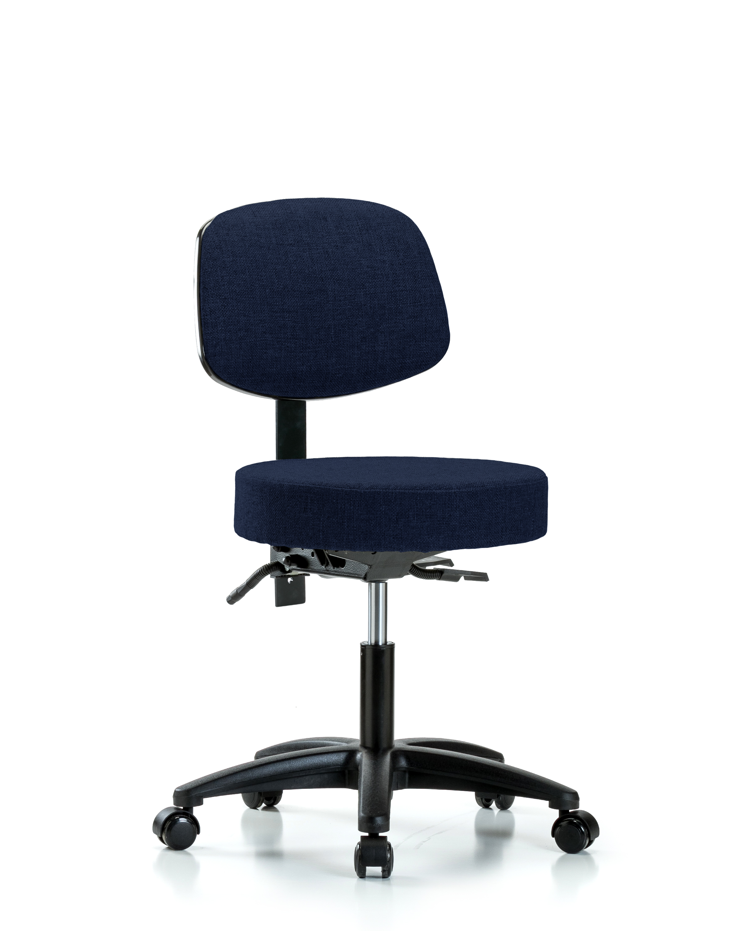 Rutledge Fabric Stool with Back - Desk Height with Seat Tilt & Casters in Navy Fabric