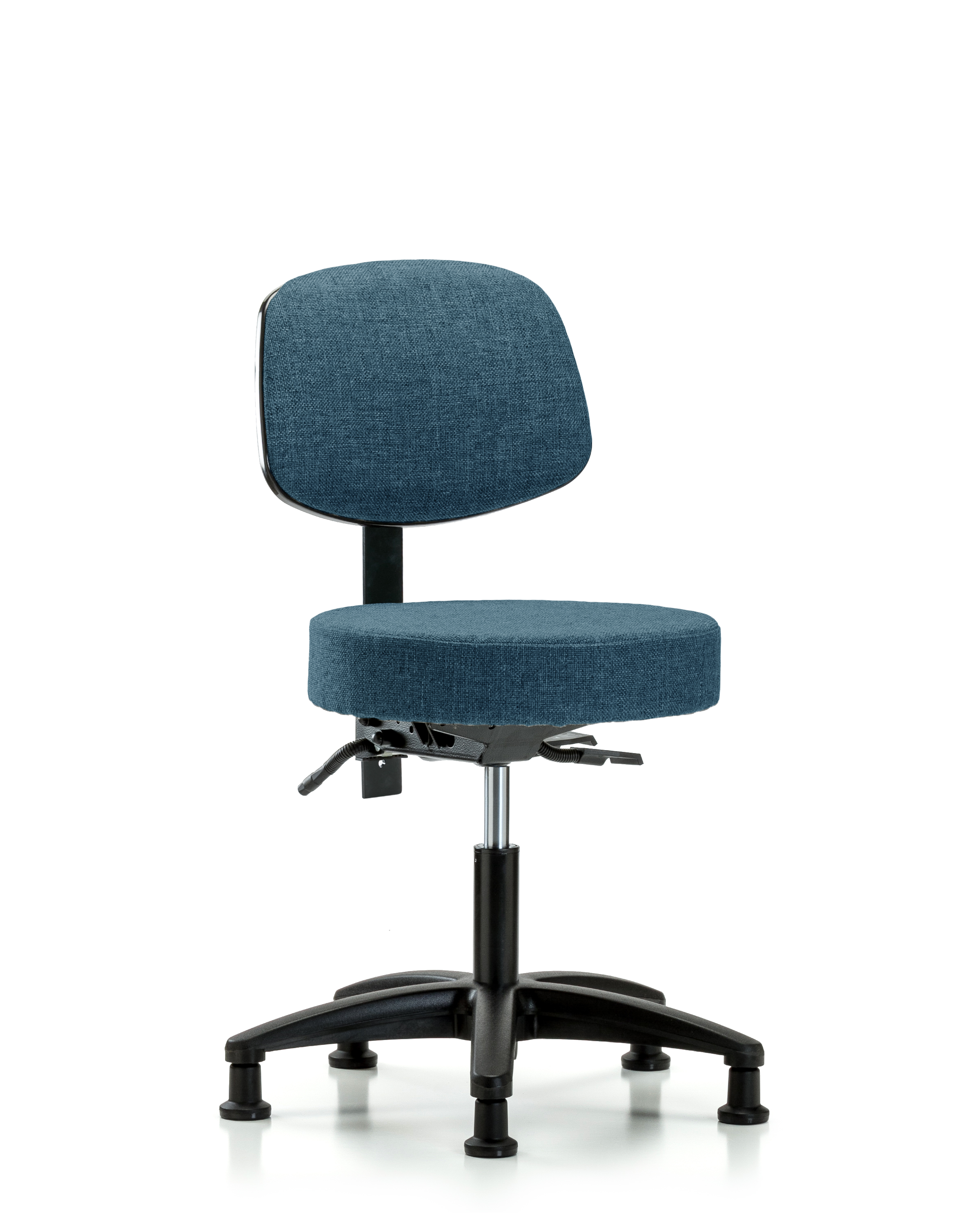 Rutledge Fabric Stool with Back - Desk Height with Seat Tilt & Stationary Glides in Blue Fabric