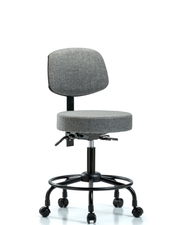 Rutledge Fabric Stool with Back - Desk Height with Round Tube Base & Casters in Gray Fabric