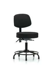 Rutledge Fabric Stool with Back - Desk Height with Round Tube Base & Stationary Glides in Black Fabric