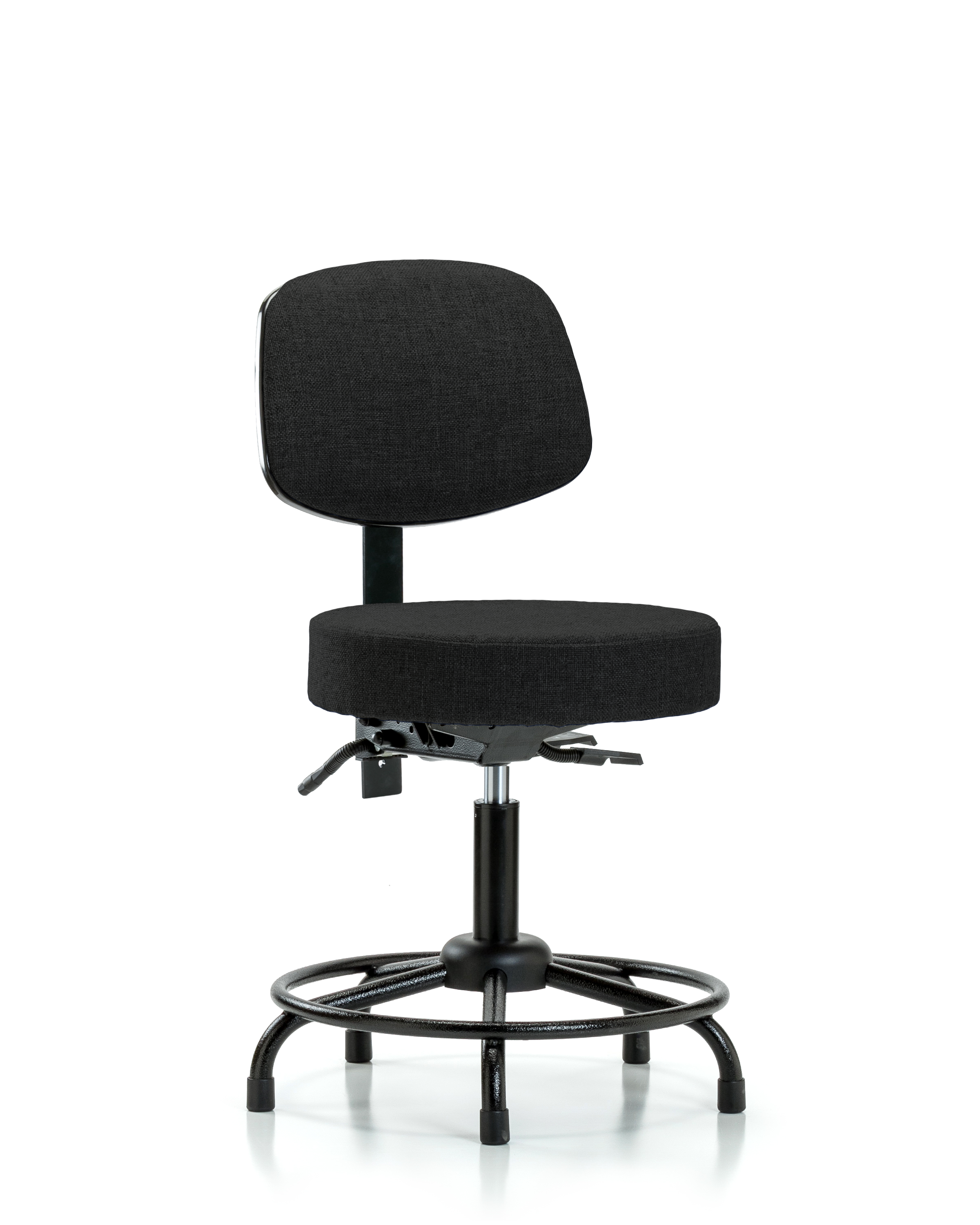 Rutledge Fabric Stool with Back - Desk Height with Round Tube Base & Stationary Glides in Black Fabric