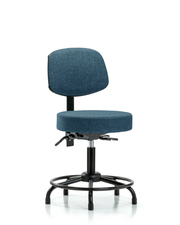 Rutledge Fabric Stool with Back - Desk Height with Round Tube Base & Stationary Glides in Blue Fabric