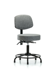 Rutledge Fabric Stool with Back - Desk Height with Round Tube Base & Stationary Glides in Gray Fabric
