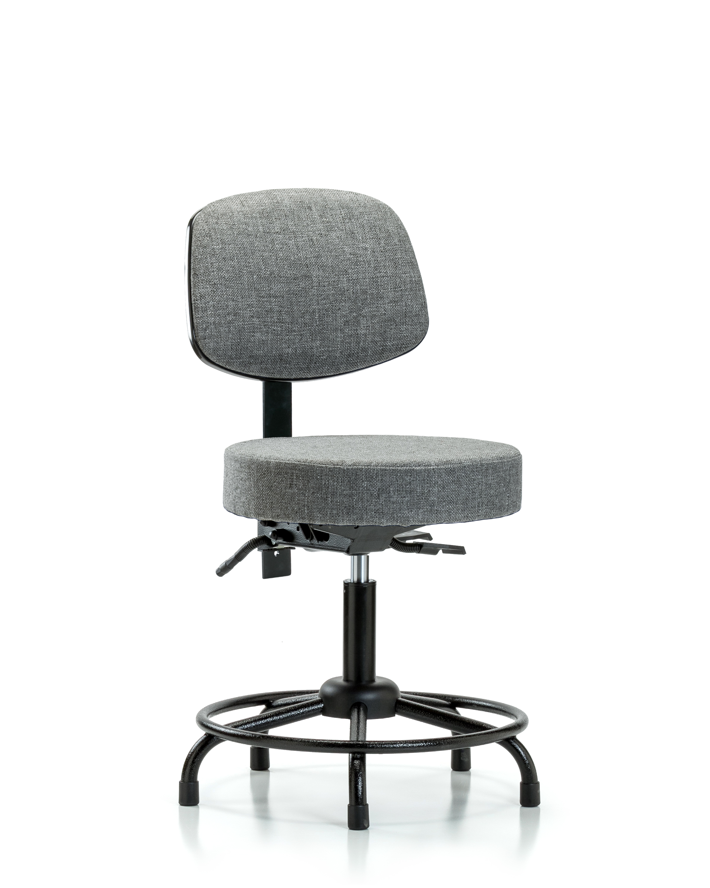 Rutledge Fabric Stool with Back - Desk Height with Round Tube Base & Stationary Glides in Gray Fabric