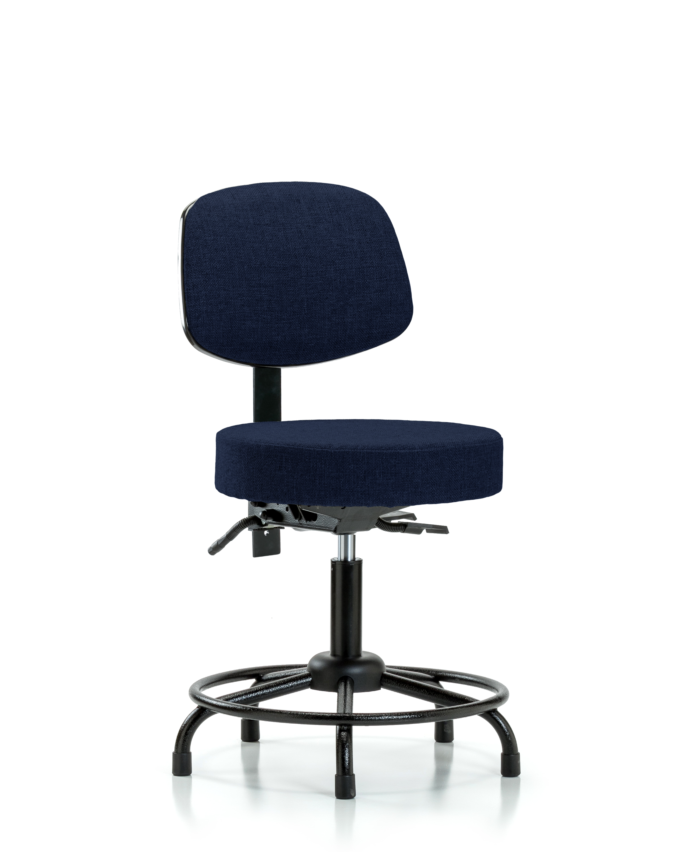 Rutledge Fabric Stool with Back - Desk Height with Round Tube Base & Stationary Glides in Navy Fabric
