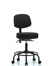 Rutledge Fabric Stool with Back - Desk Height with Round Tube Base, Seat Tilt, & Casters in Burgundy Fabric