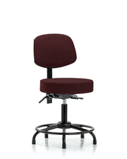 Rutledge Fabric Stool with Back - Desk Height with Round Tube Base, Seat Tilt, & Stationary Glides in Burgundy Fabric