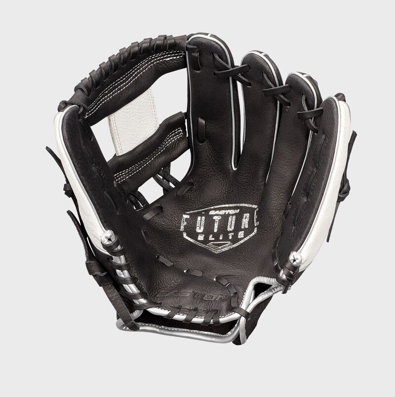 Easton Future Elite Series Youth 11-Inch Baseball Glove - Right Hand Thrower - Black/White