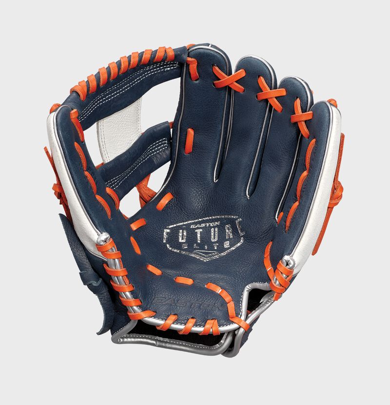 Easton Future Elite Series Youth 11-Inch Baseball Glove - Right Hand Thrower - Navy/Orange