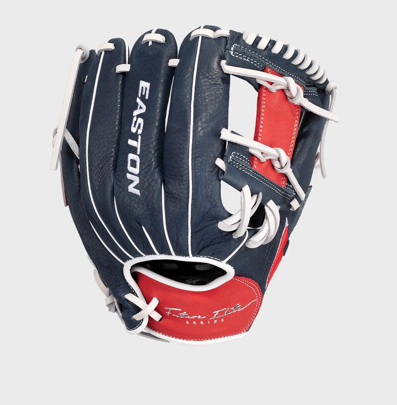 Easton Future Elite Series Youth 11-Inch Baseball Glove - Left Hand Thrower - Navy/Red
