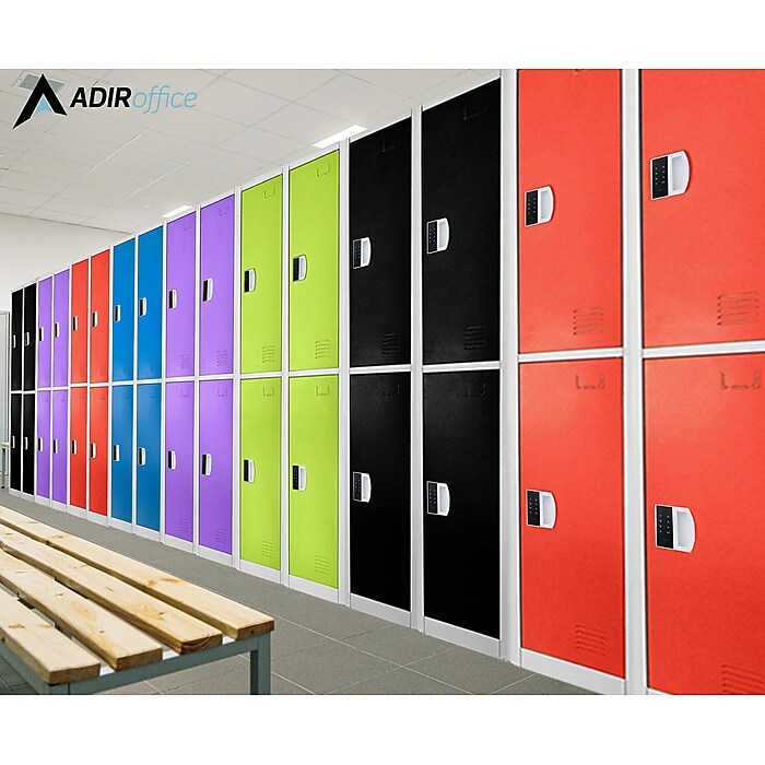 72" H x 12" W  2-Tier Steel Storage Locker with Digital Lock, Red