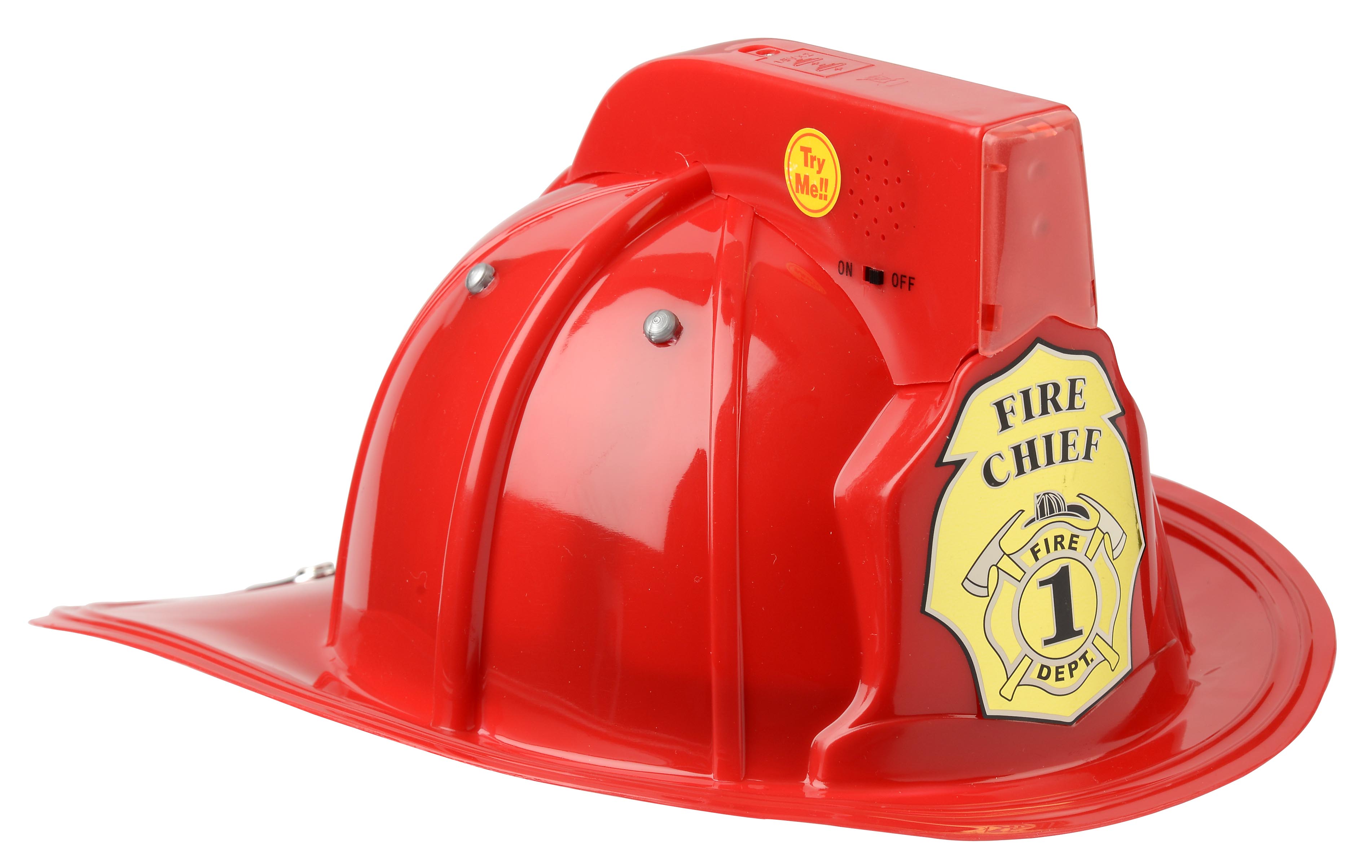 Jr. Fire Fighter, Helmet Only, Red Adjustable Youth Size, with Siren & Light