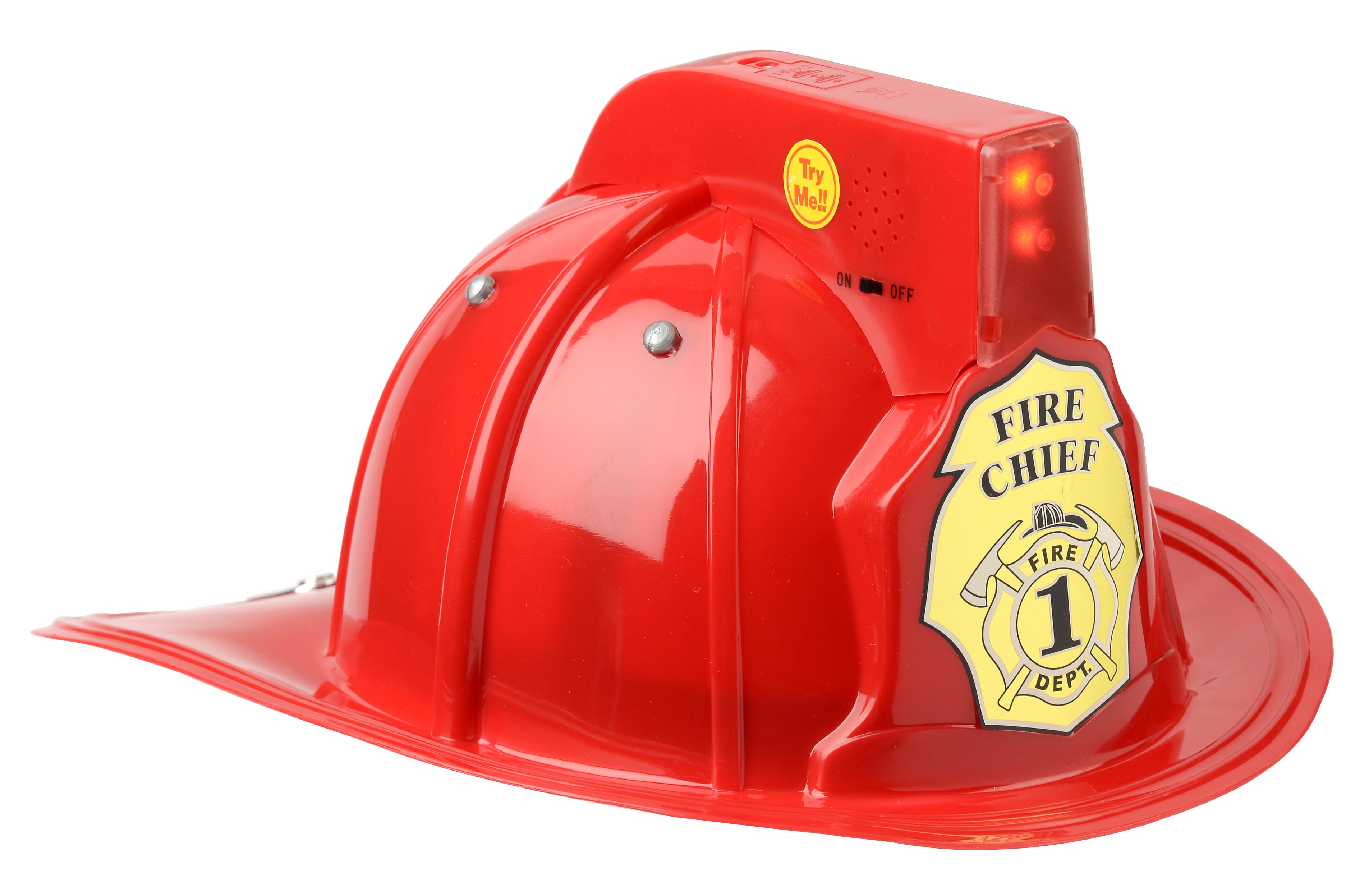 Jr. Fire Fighter, Helmet Only, Red Adjustable Youth Size, with Siren & Light
